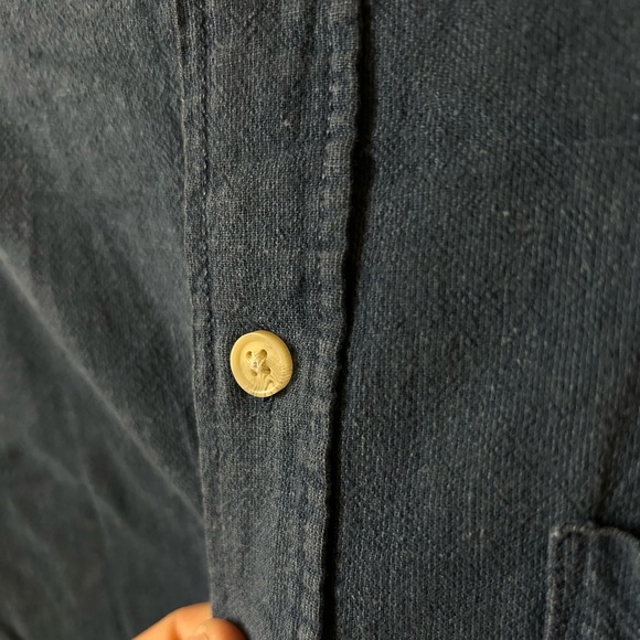 Navy Blue lightweight button down shirt - preppy - layerable - Picture 5 of 5